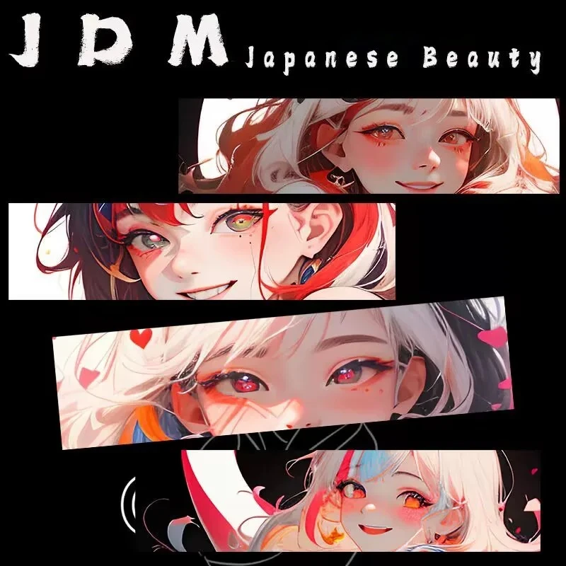 Long Strip Anime Girl Reflective Sticker, JDM Waterproof Vinyl Decal for Car Motorcycle E-Bike PC Case Decor