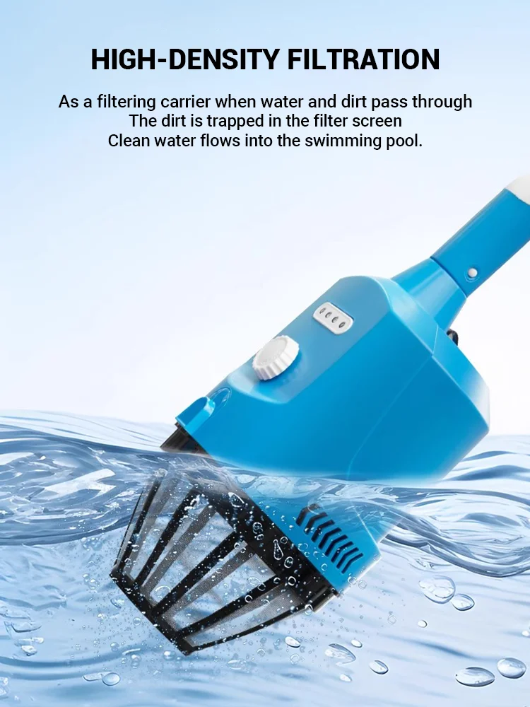مكنسة كهربائية محمولة لحمام السباحة، مكنسة كهربائية لحمام السباحة قابلة لإعادة الشحن لأحواض السباحة الساخنة وحمامات السباحة الصغيرة مع كاشف الغمر التلقائي #5