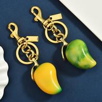 Charm Cute Crystal Resin Fruit Keyring Car Keychain Jewelry Gift Decoration Simulation Mango Keychain Bag Hanging Pendant