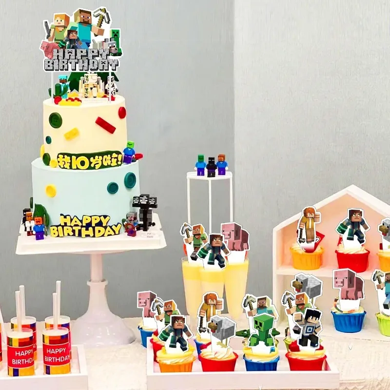 25pcs Minecraft Cartoon Cake Topper Cupcake Toppers for Kids Birthday DIY Decoration Theme Party Kids Gifts Cartoon Supplies view 4