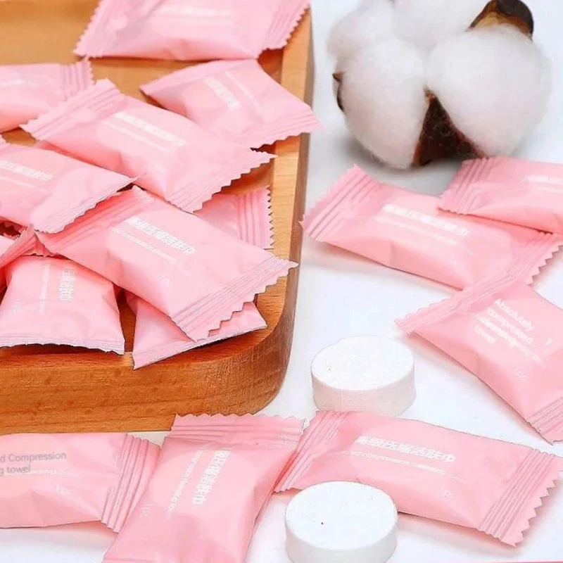 100pcs Compressed Towels Travel In Compressed Bag Suitable For Sensitive Skin Cotton Cleansing Towel Disposable Face Pack