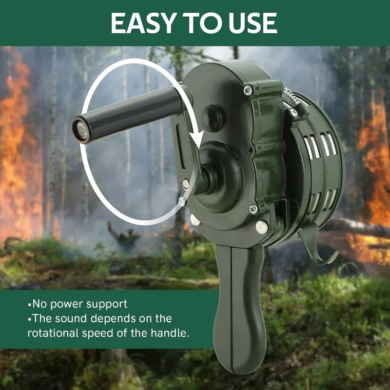 

One hand-cranked air raid siren. Household self-defense safety alarm. For use in mine and flood emergency situations for outdoor