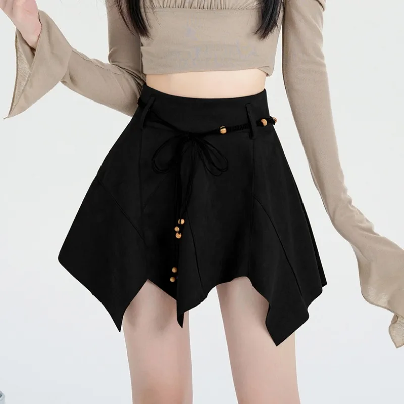 Chic Elegant Women's 2024 Spring and Summer New Patchwork Belt Zipper in Solid Color Elegant High Waisted Fashionable Half Skirt