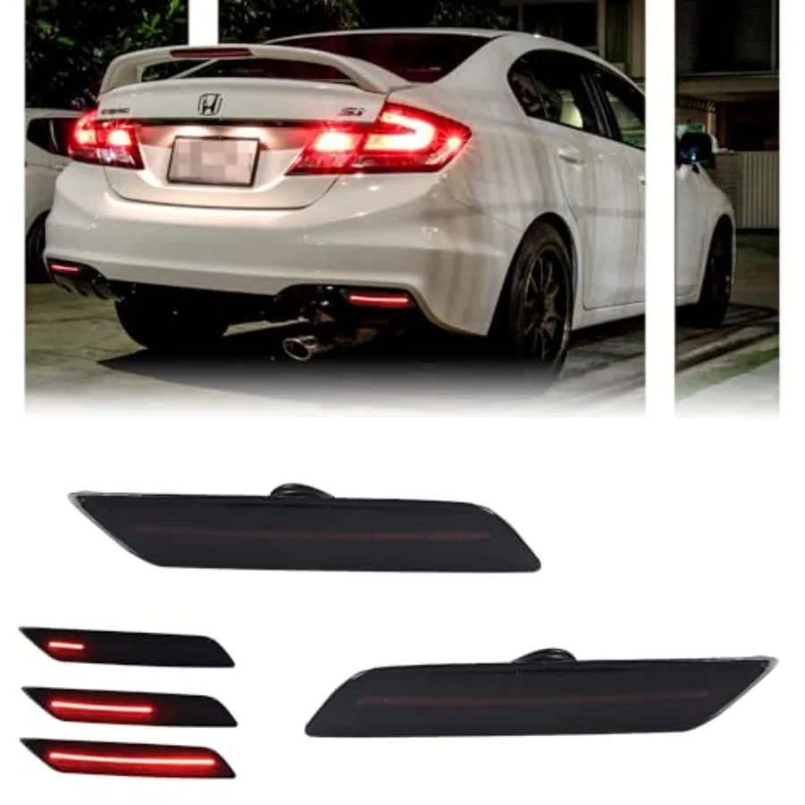 

2 PCS [Sequential] LED Bumper Reflector Brake Tail Turn Signal Lights for 2013-2015 Hon-da Civic Sedan, Sequential Tail and Rea