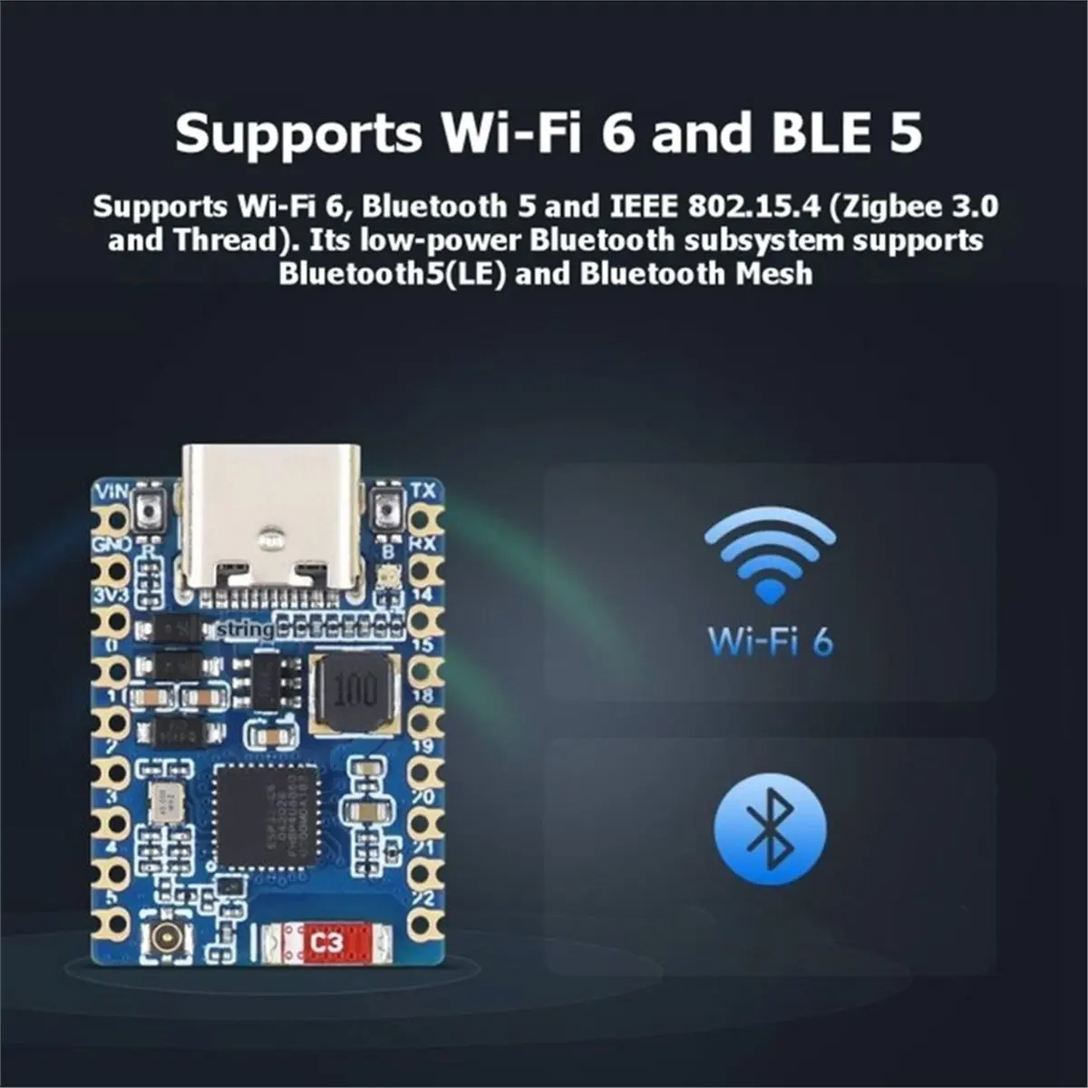 -C6-Zero-B-M Development Board Mini Development Board WiFi 6 Bluetooth 5 RISC-V Microcontroller Module for DIY