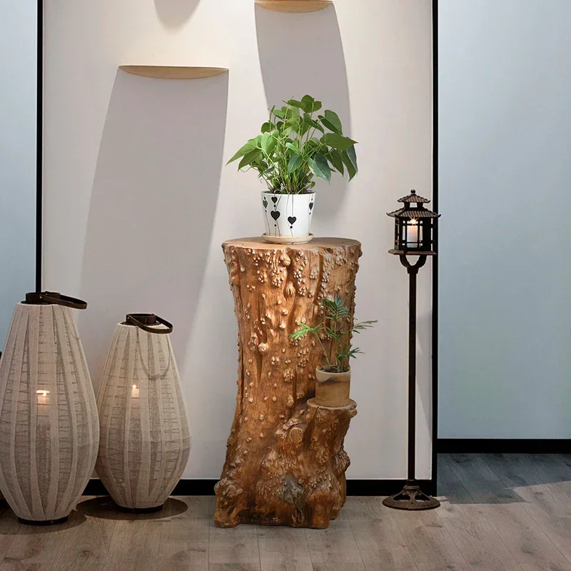 Household floor-to-ceiling flower several bonsai pots with imitation wood basin racks