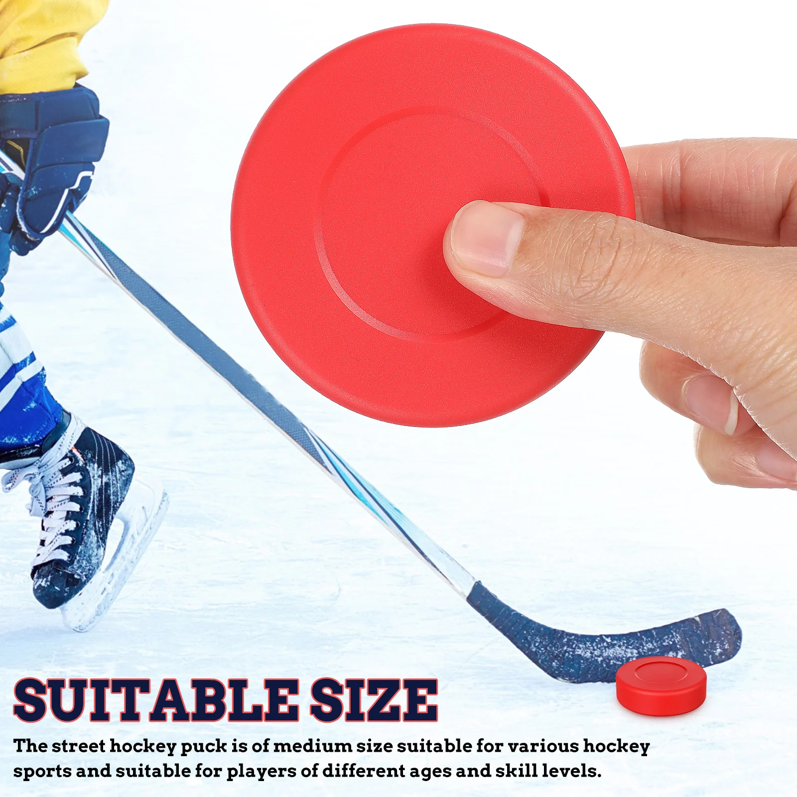 

6 Red Puck PVC Hockey Pucks 72x20mm Street Outdoor Hockey Balls Outdoor Indoor Kids Bulk Pack Net Bag Team Sport Field Play