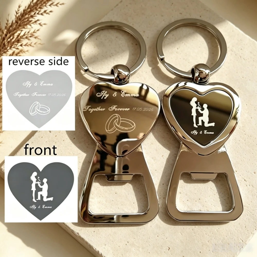 50/100pcs Bride  Groom Personalised Key Ring Key Chain Beer Bottle Opener Personalized Wedding Favour Bomboniere Thank You Gifts