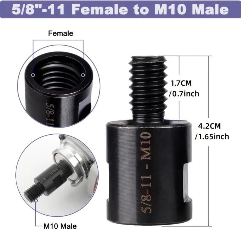 2 ชิ้นชุดอะแดปเตอร์ด้ายโลหะ, 5/8 "-11 หญิง M14/M10 ชาย, เจาะ Bit Polisher Interface Connector, ไม่ต้องใช้ไฟฟ้า
