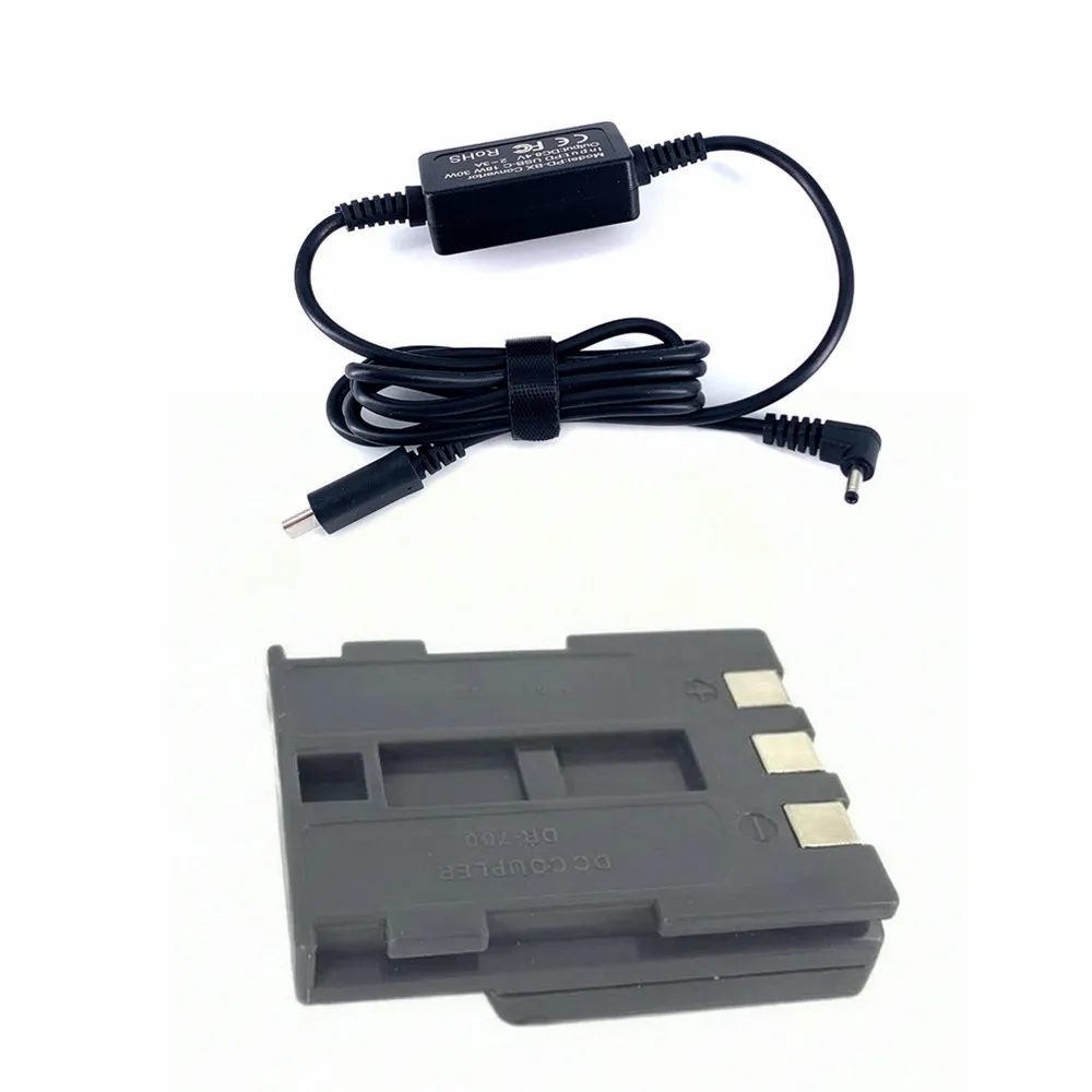 DR-700 Dummy Battery + PD Type-C Adapter Charging Cable for Canon G7 G9 S50 S55 S60 S70 Camera Power Bank as NB-2L NB-2LH DR-20