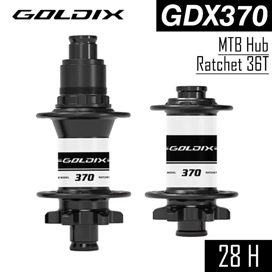 GOLDIX M370 28H MTB Bike Hub Sealed Bearing 6-Bolt Disc Brake J-Bend Ratchet 36T BOOST Bicycle Hub for Shimano HG/MS SRAM