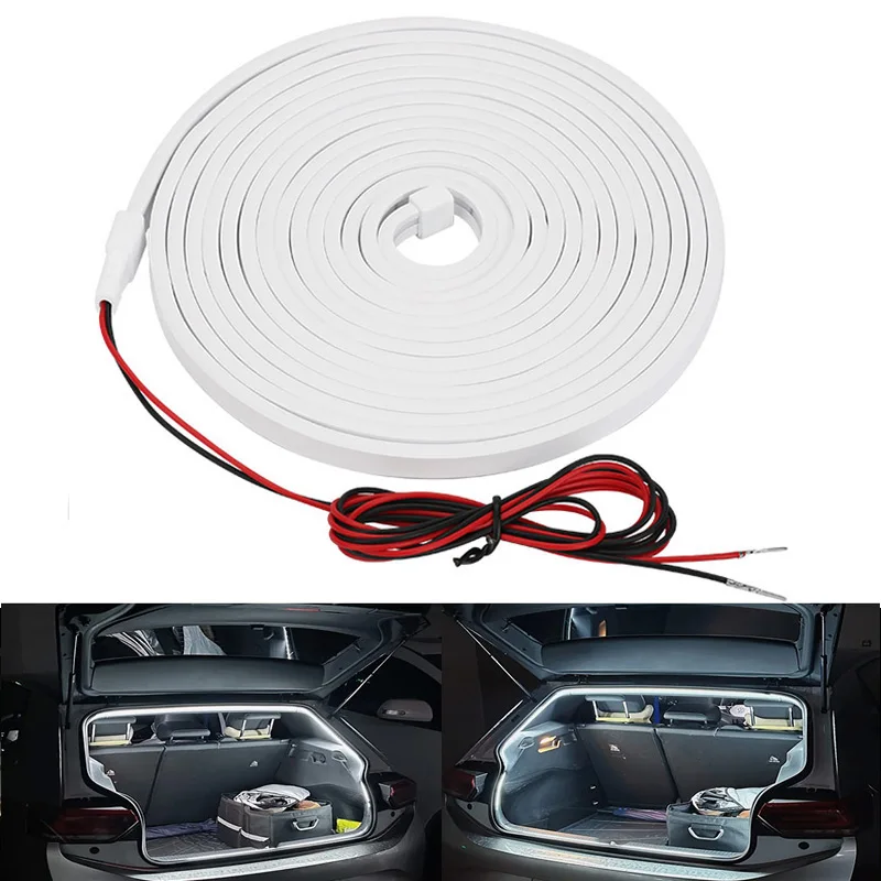 Faixa de luz LED para porta-malas de carro 4M 13,12 polegadas Luz de atmosfera à prova d'água WhiteWarm