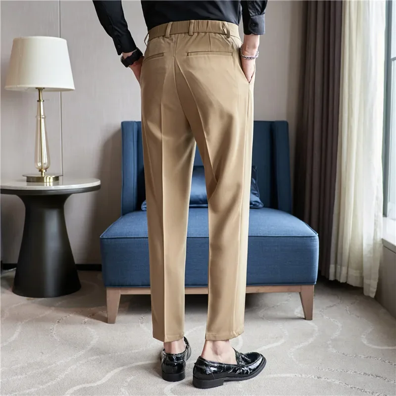 Men Suit Pants 2024 Autumn British Style Slim Fit Solid Casual Pantalon Homme Wedding Party Formal Dress Trousers Men Clothing