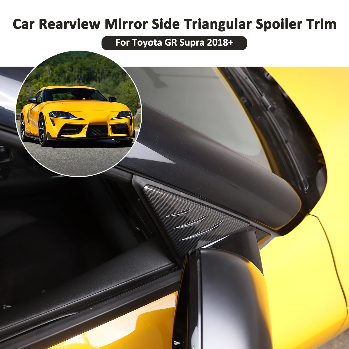 

For Toyota Supra GR A90 2019-22 Rearview mirror side triangle spoiler trim 2-piece set of car exterior modification accessories