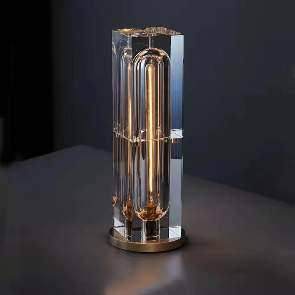 Italian luxury all-copper K9 crystal table lamp Rubik's cube creative personality study decoration brass small table lamp