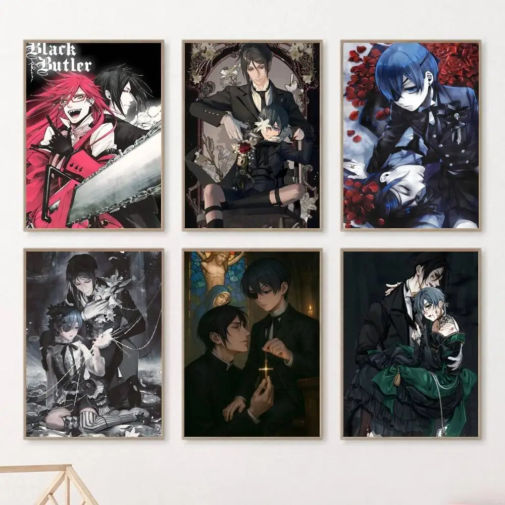 Japanese Anime Black B-Butler Manga Posters HD Print Vintage Wall Art Decor for Home Study Room