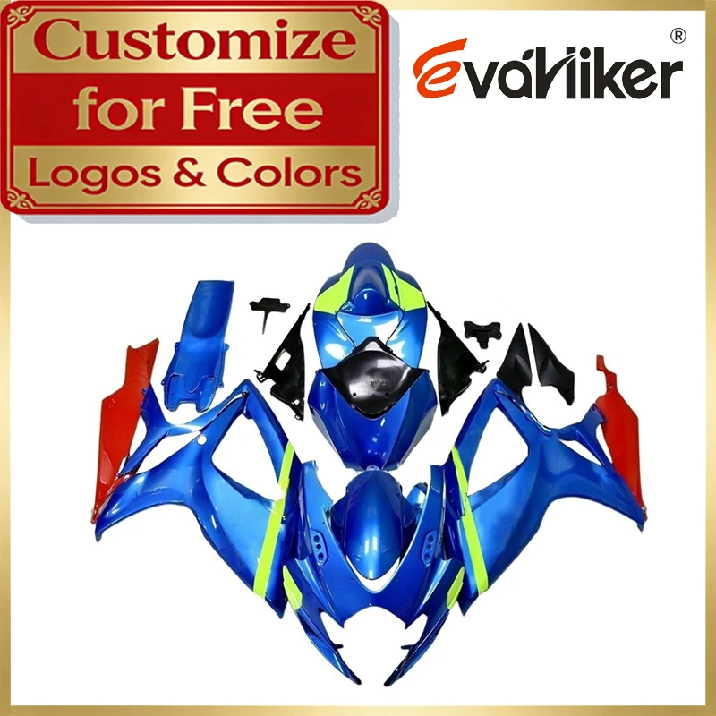 ABS Plastic Motorcycle Fairing Kit For Suzuki GSXR600 GSXR750 2006 2007 K6 blue Injection Mold Full Body Fairing Custom Pattern