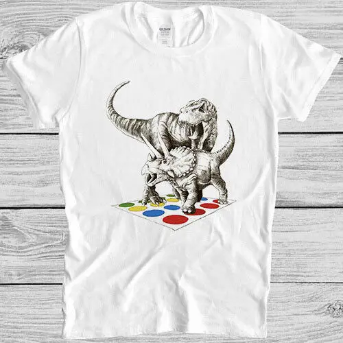 Camiseta divertida con diseño de dinosaurio Trex vs Triceratops Fight Twister, M951