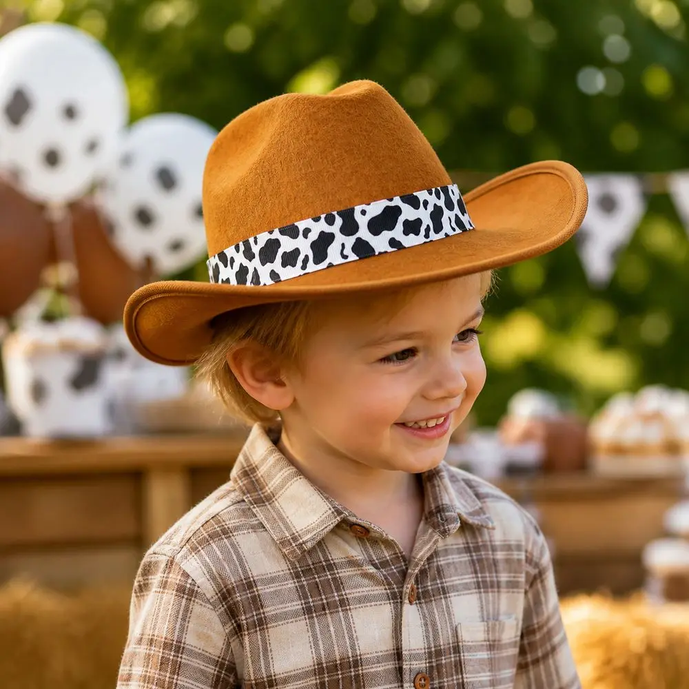 Fashion Cow Print Brim Cowboy Hat Western Style Multiple Color Options Western Cowboy Hat Children's Costume Hat Dress Up
