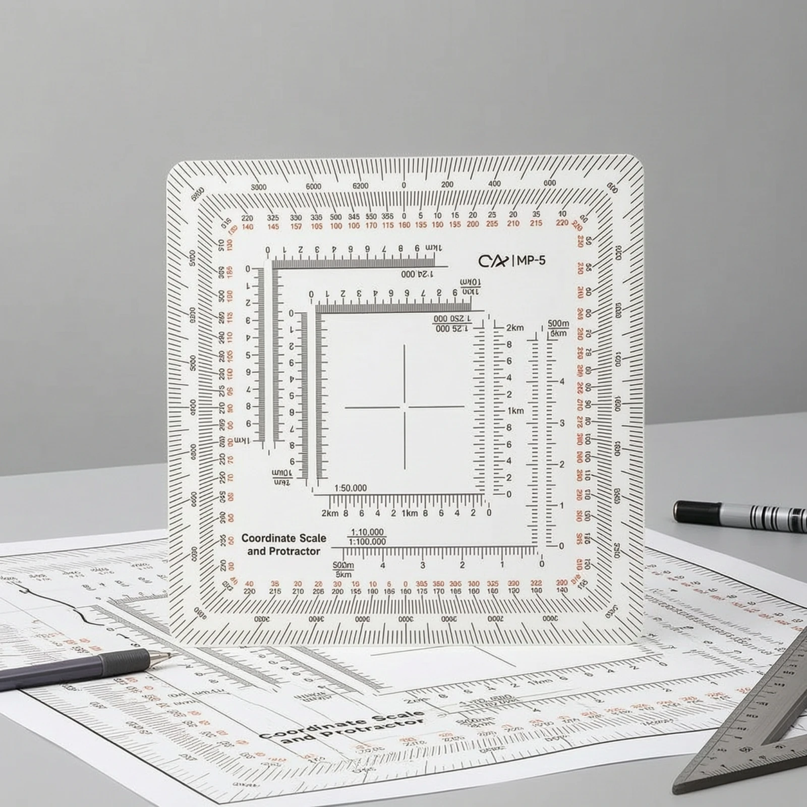 Map Coordinate Scale Protractor Accurate Map Protractor Coordinate Scale Wear-Resistant Lightweight