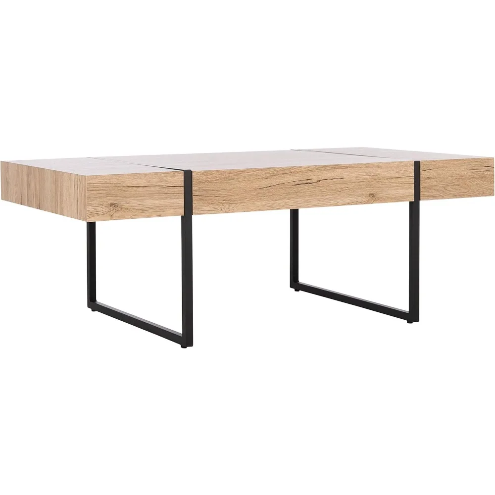 طاولة قهوة مستطيلة حديثة من Home Collection Tristan COF7000B، 43.3 بوصة عرض × 23.6 بوصة طول × 15.7 بوصة ارتفاع، أرجل معدنية طبيعية/أسود