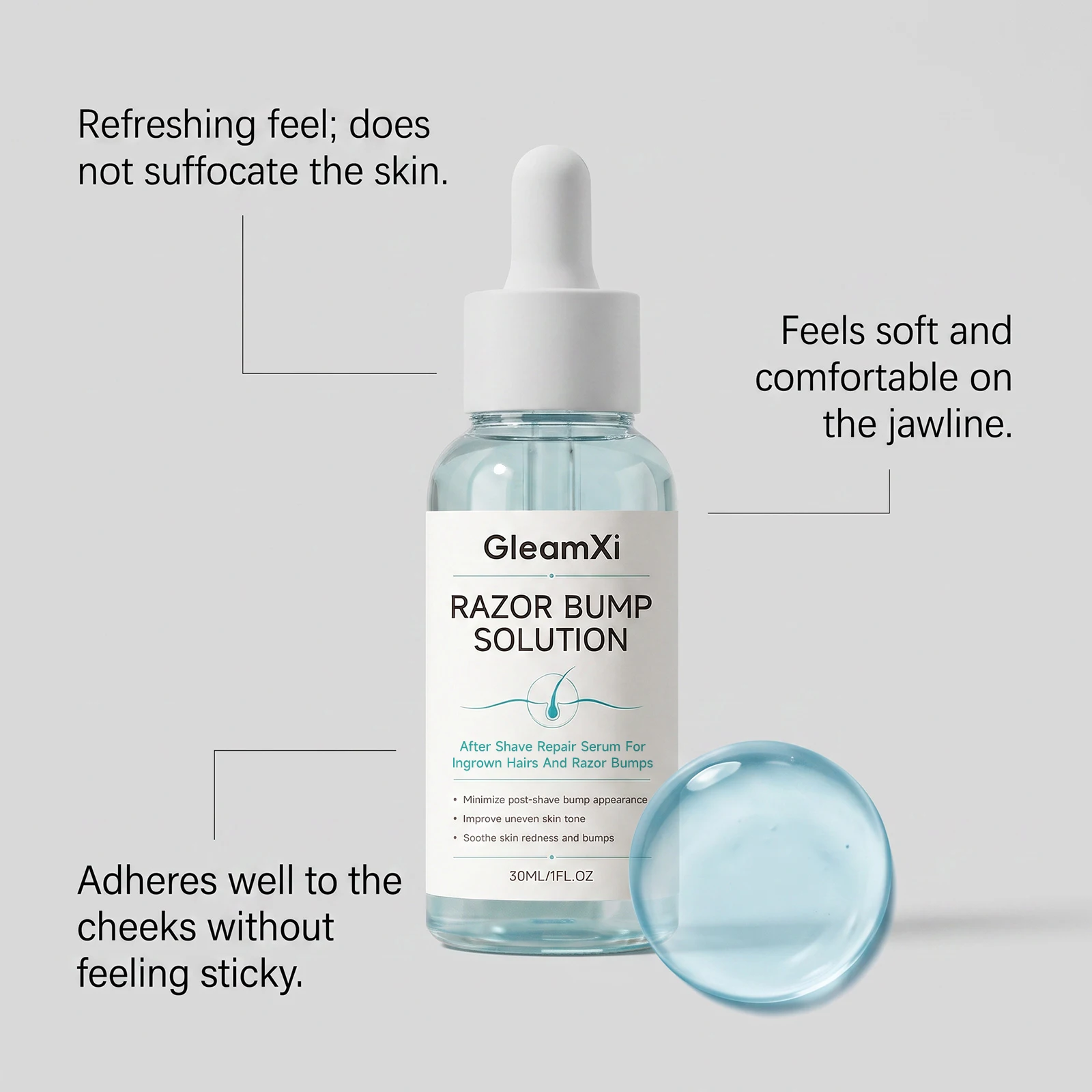 Men Post Shave Serum Razor Bump Solution, Gentle Aftershave Treatment to Calm Skin Irritation, Prevent Ingrown Hair, Hydrate & S
