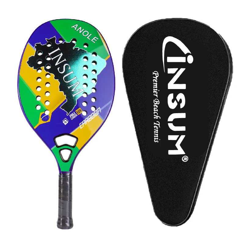 INSUM Beach Tennis Racket Carbon Fiber With Soft EVA Racket Beach Tennis