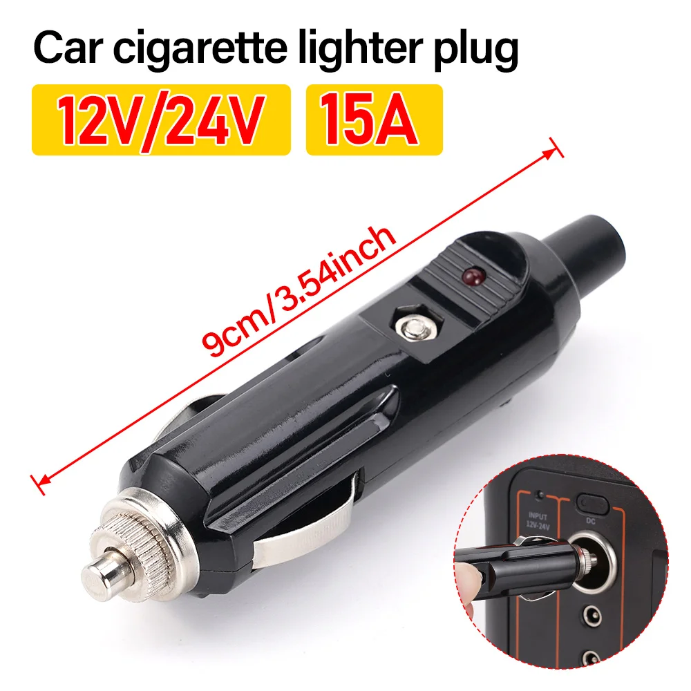 

Car Cigarette Lighter Plug Fuses 15A With LED Indicator Plug Power Charger Adapter Connector Fuse Converter Plug 12V To 24V