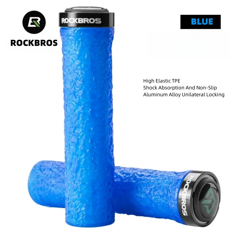 ROCKBROS Fahrradgriff, Aluminiumlegierung, einseitige Verriegelung, MTB-Griff, TPE, stoßfest, rutschfest, Mountainbike-Zubehör