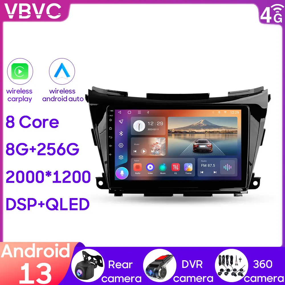 

For Nissan Murano 3 Z52 2014 - 2020 Car Head Units Radio Multimedia Navigation GPS BT Carplay Stereo Player Wifi 4G