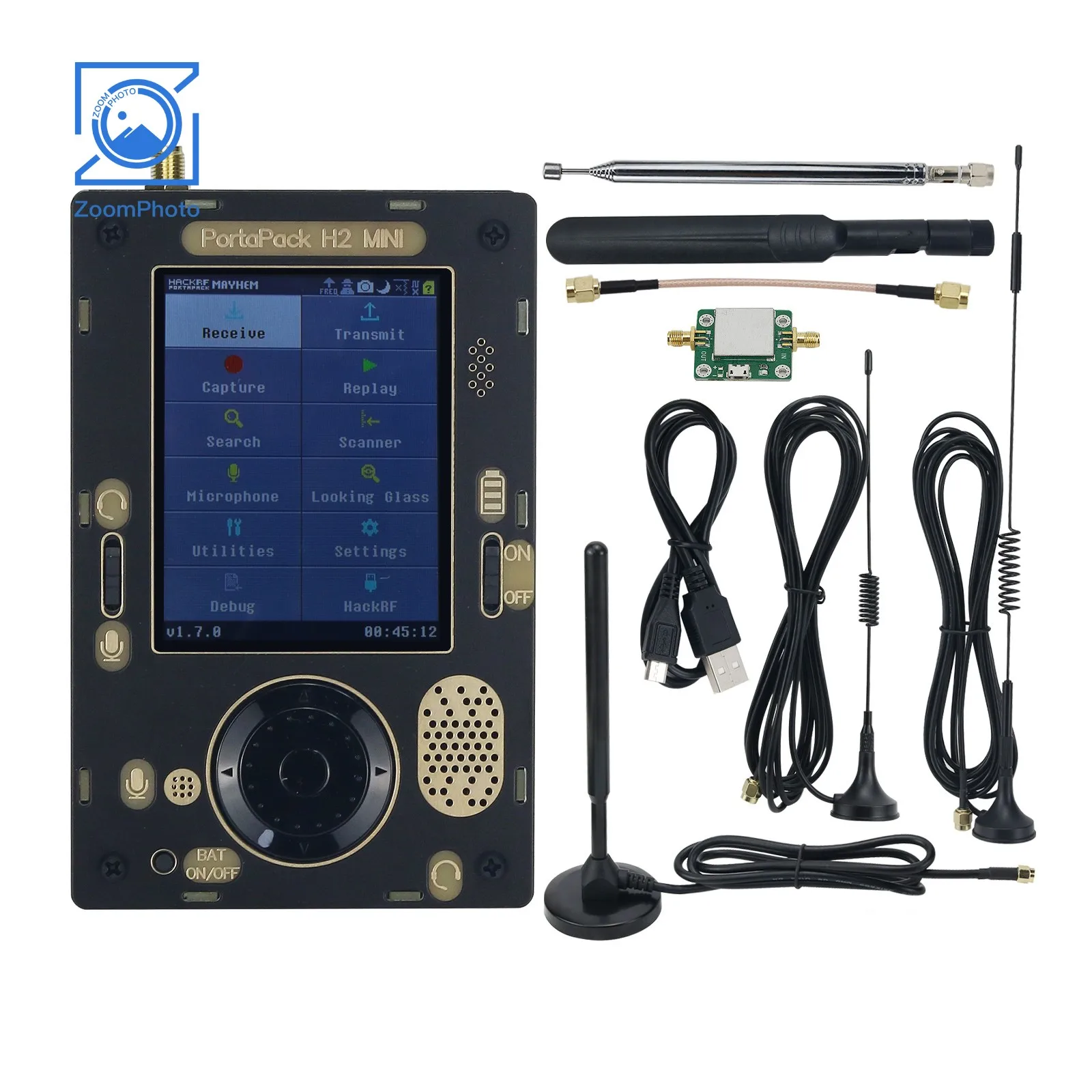 Portapack H2 Mini + HamGeek R9 Radio Frequency One R9 V2.0.0 SDR Radio Receiver with Five Antennas and Signal Amplifier