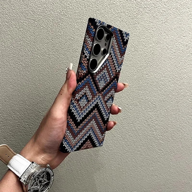 

Чехол для зарядки Magsafe с цветной текстурой углеродного волокна для Samsung S25 S24 S23 Ultra Snake Pattern, металлическая защита линз, жесткий чехол из ПК