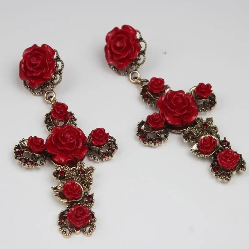 

31BB Vintage Flower Drop Earrings Unique Charm Earrings Stylish Pendant Earrings
