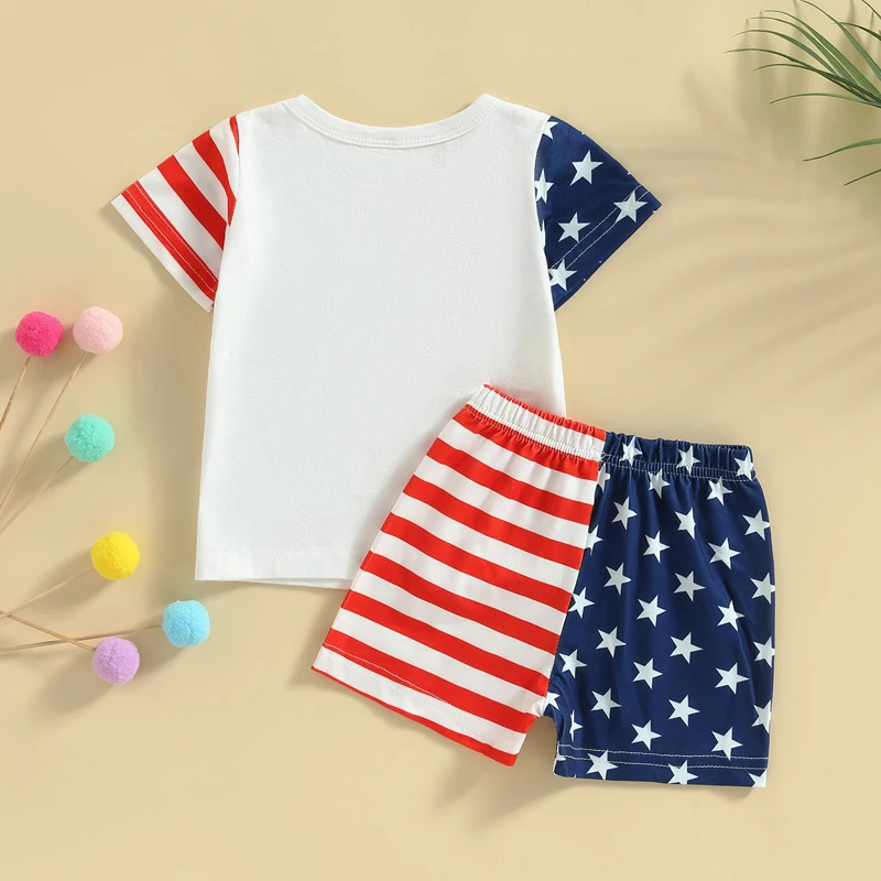 

4th of July Infant Outfit American Flag Print Romper and Shorts Set Patriotic Baby Clothes Independence Day 2Pcs Set