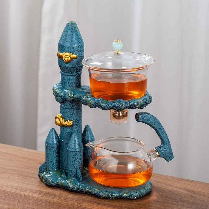 Glass Tea Set Rocket Design Magnetic Self Brewing Teapot Gift Box