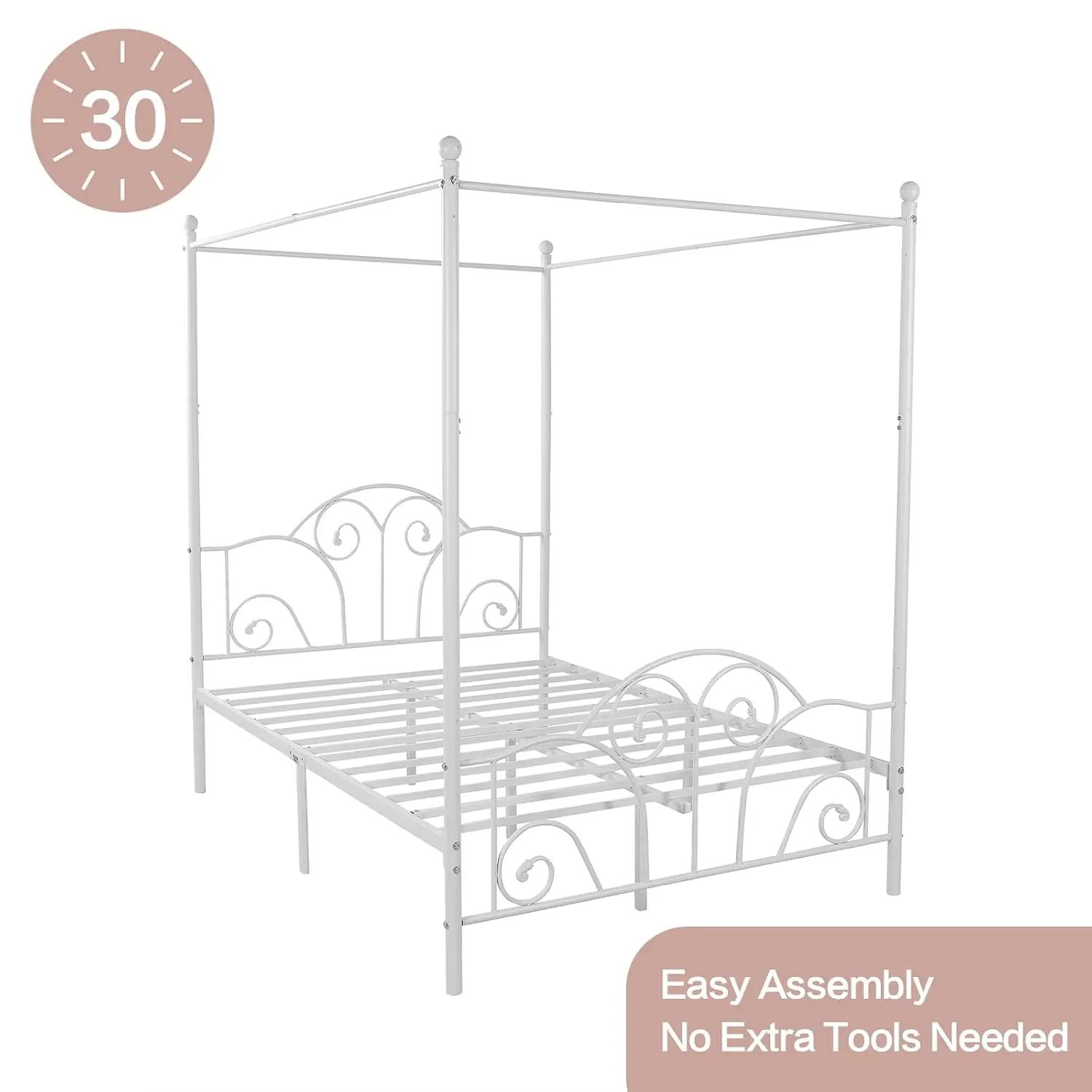 Metal Canopy Bed Frame Full Size with Headboard & Footboard, Customized