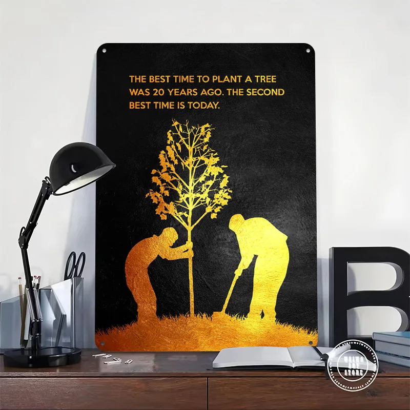 Chinese Proverb Printing Poster Customized Retro Wall Art Vintage Metal Signs for Mancave Interior Decoration Living Room House