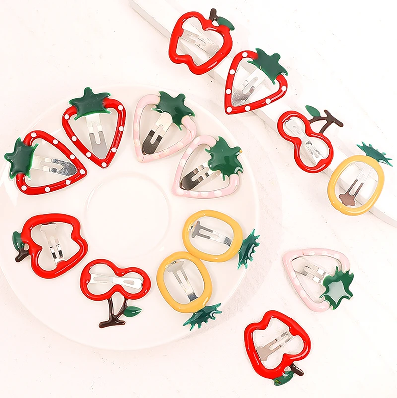 5PCS Children Fruits Hairpin Korean Sweet Cute Hair Accessories Girls Summer Strawberry Banana BB Hair Claw Clips Kids Headwear