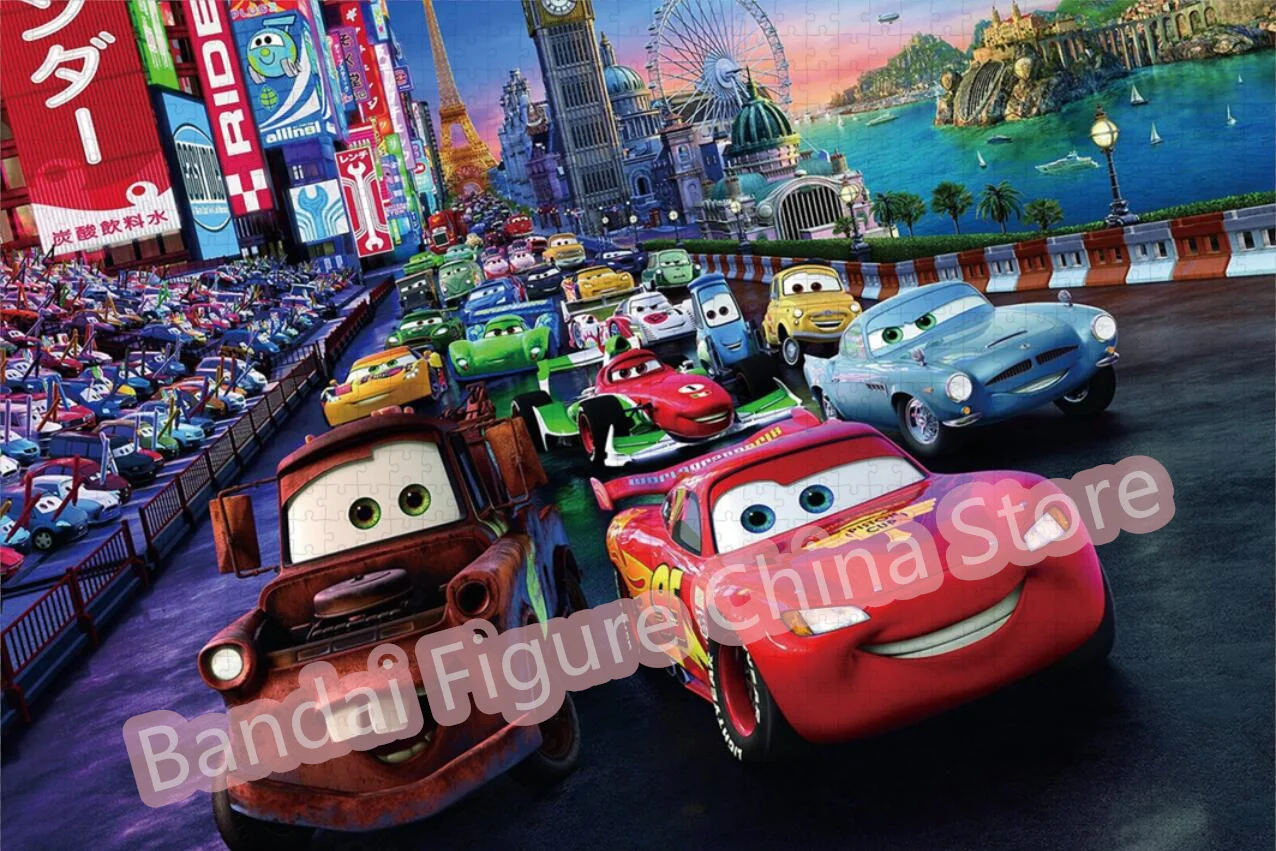 Disney cartoon carros quebra-cabeça jogo de descompressão brinquedos 300/500/1000 peças doc hudson relâmpago mcqueen anime impressão quebra-cabeças