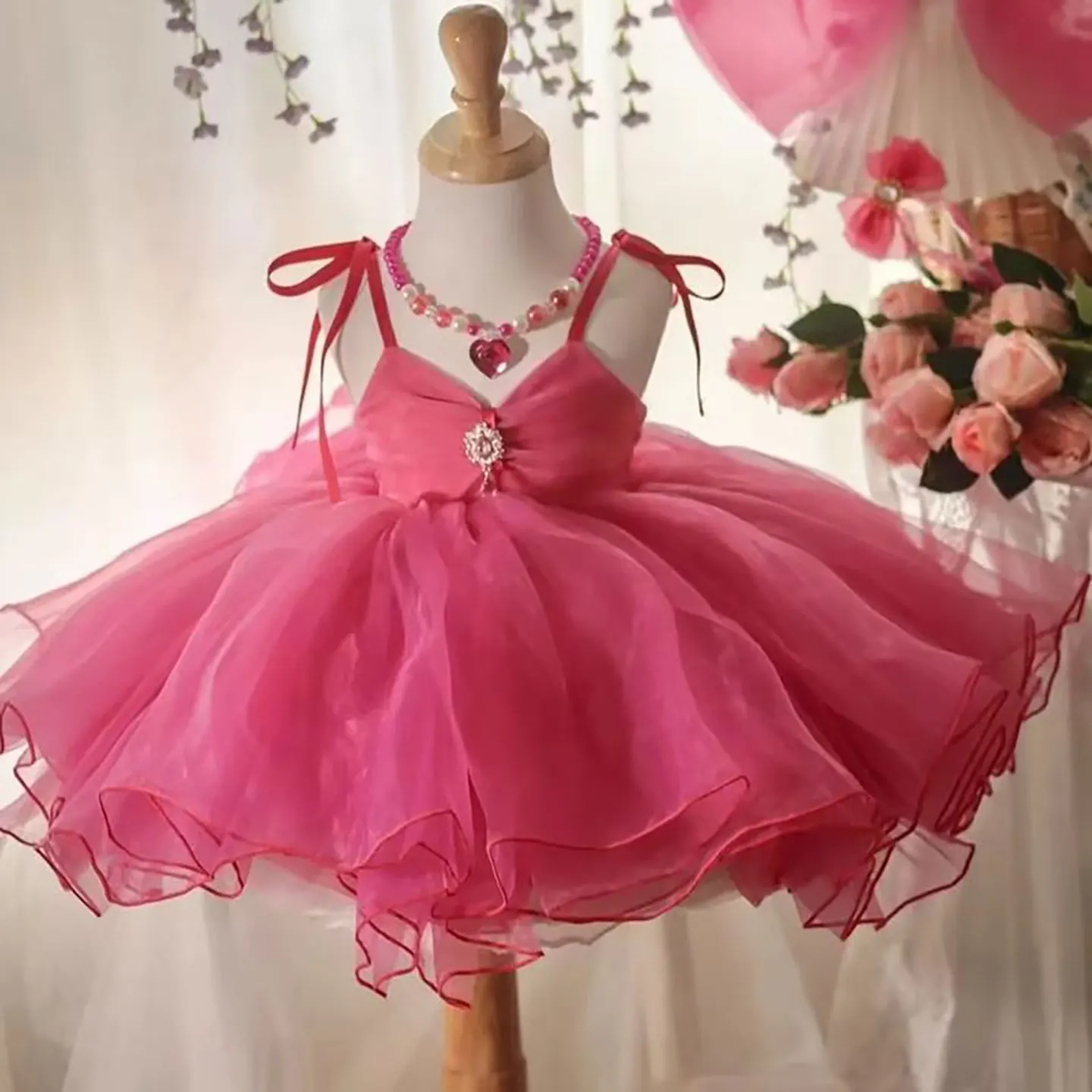 

Dreamy Vow Charming Fuchsia Sweet Heart Strapless Tulle Flower Girl Dress Wedding Birthday Holiday Party Dance 2025 D116