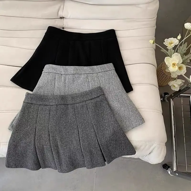 

Плиссированная мини-юбка женская корейская консервативная юбка трапециевидной формы с высокой талией осень-зима Y2k универсальная винтажная юбка