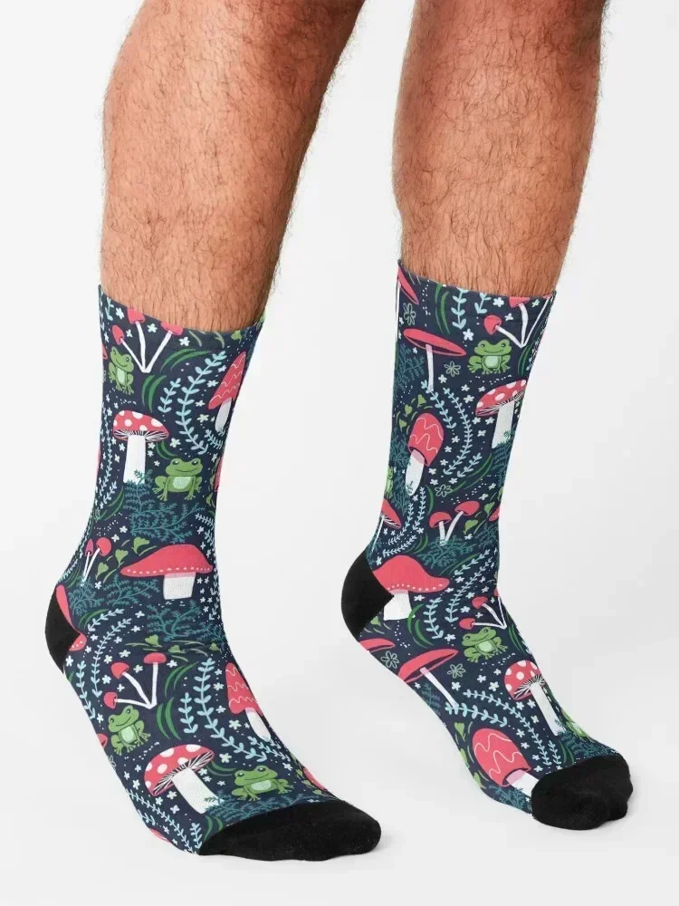 Mushrooms, Toadstools and Frogs Socks cute anti slip football Wholesale custom Male Socks Women's