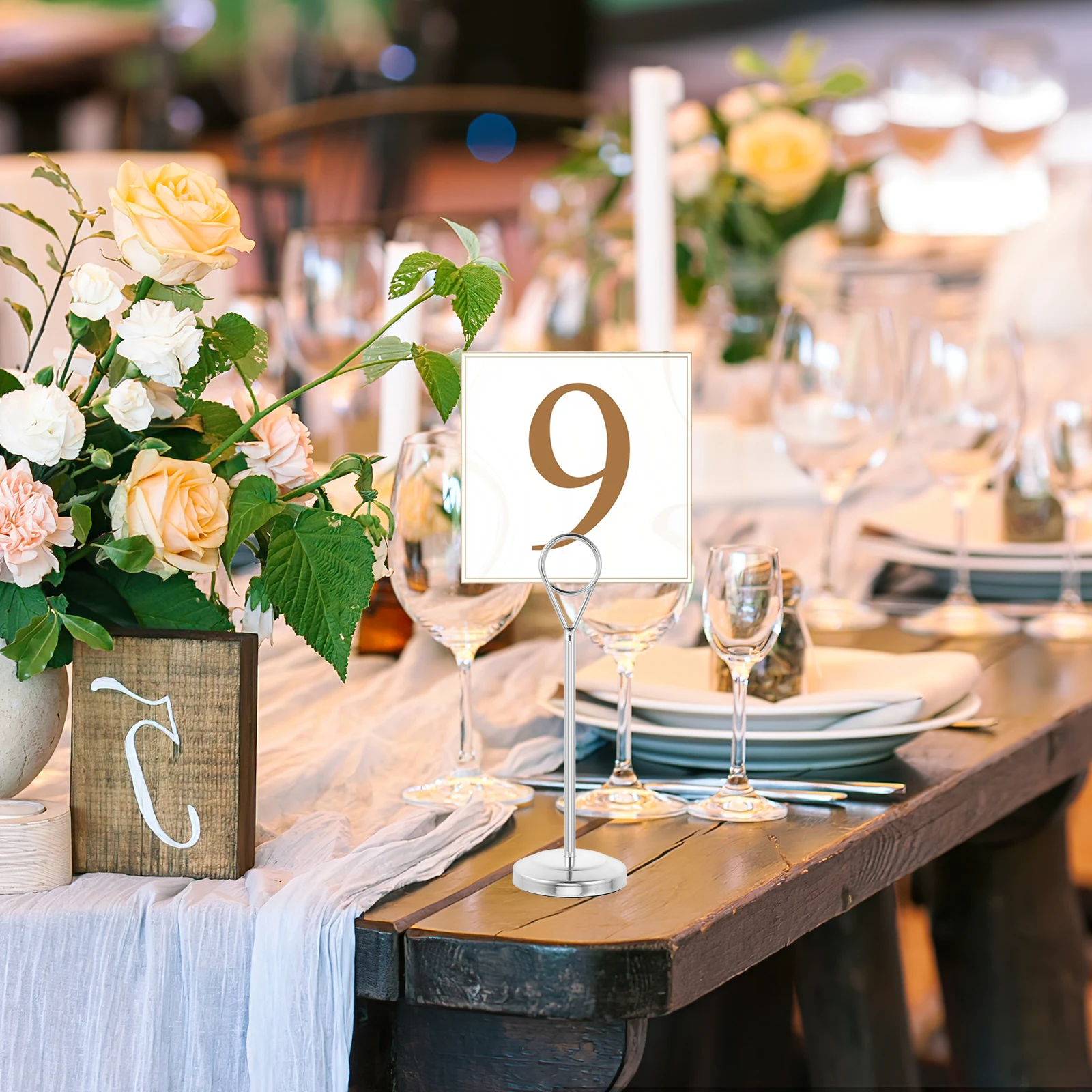 

4pcs Stainless Card Holder 15cm Silver Table Number Holders Menu Stand for Hotel Table Number Holders Tall Banquet