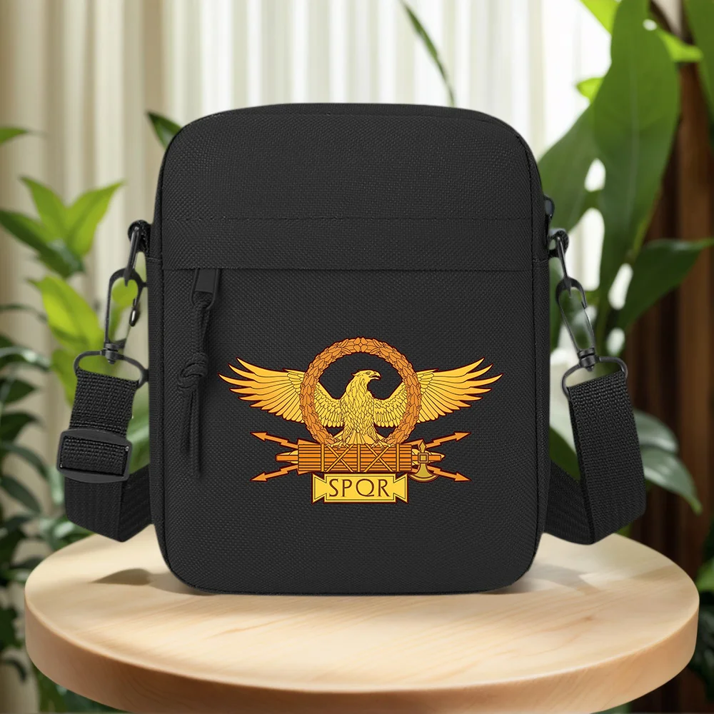 Eagle wings wreath SPQR axe arrows Men Crossbody Bag Single Shoulder Women Cartoon Anime Film Printing Design Unisex