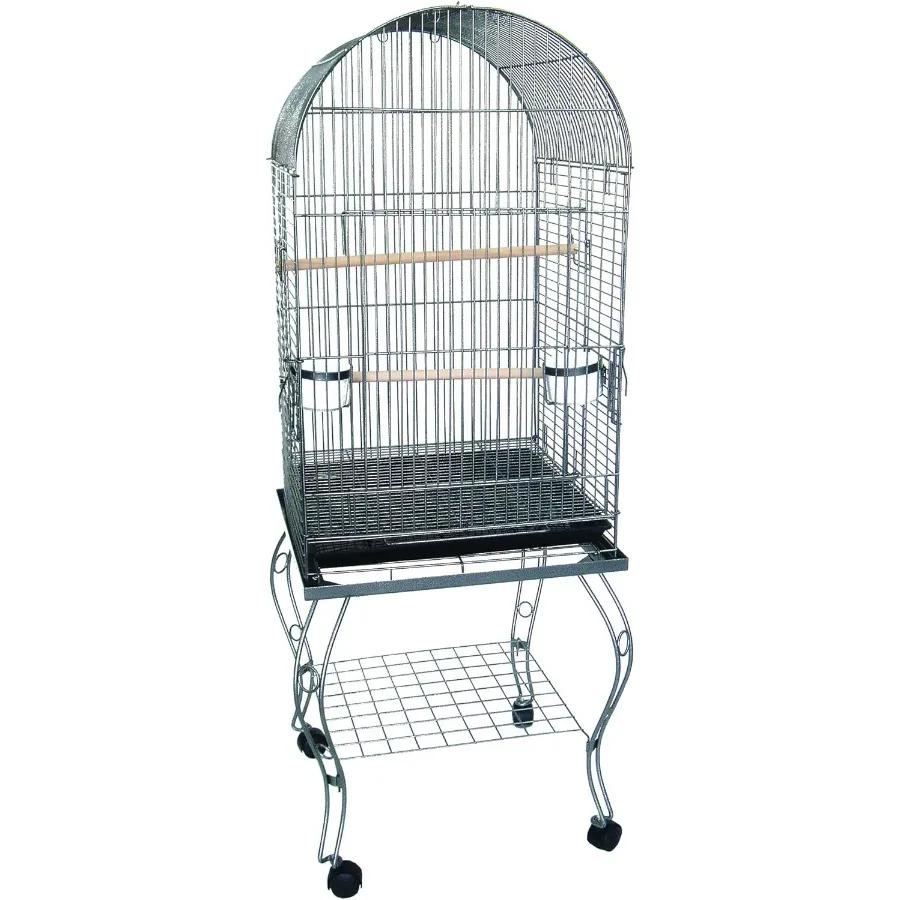 

20-дюймовая клетка для попугая Dometop с подставкой из античного серебра