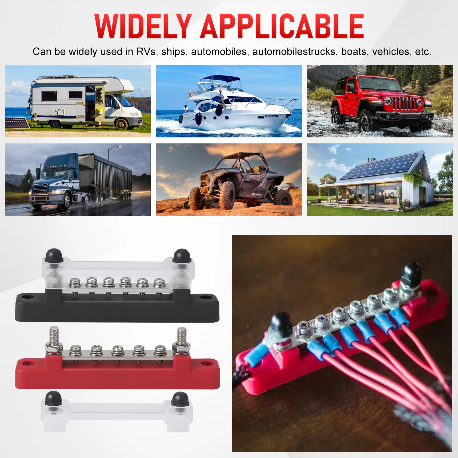 Picture 7: 5/6 Way Bus Bar Terminal Power Distribution Block Bus Bar Durable Auto Marine Power Distribution Earthing Block For Car RV Boat