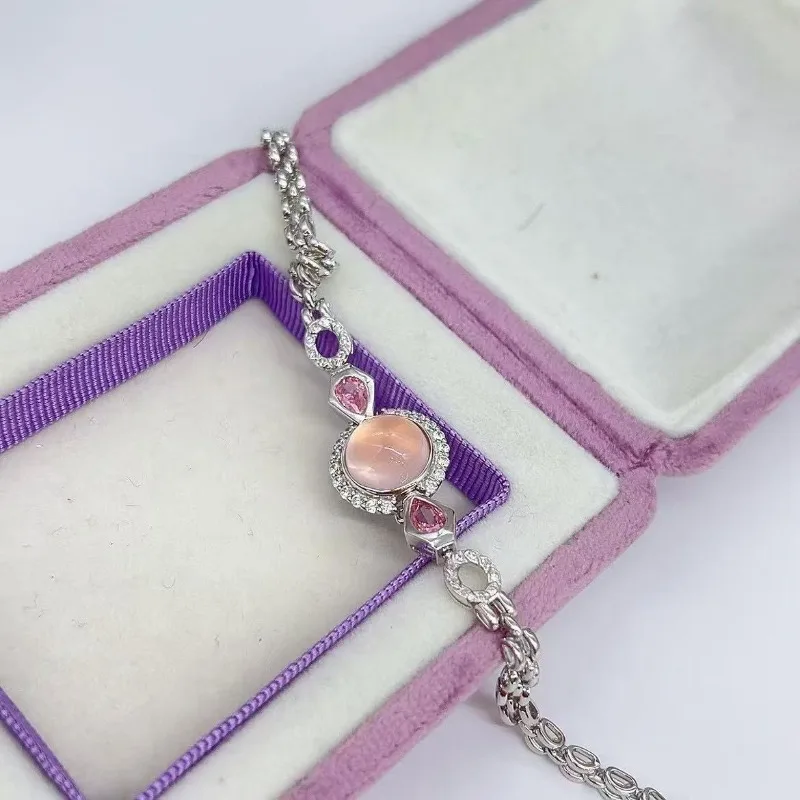 SACE GEMS New 925 Sterling Silver 10MM Natual Rose Quartz Gemstone Bracelrts for Women Engagement Cocktail Party Fine Jewelry
