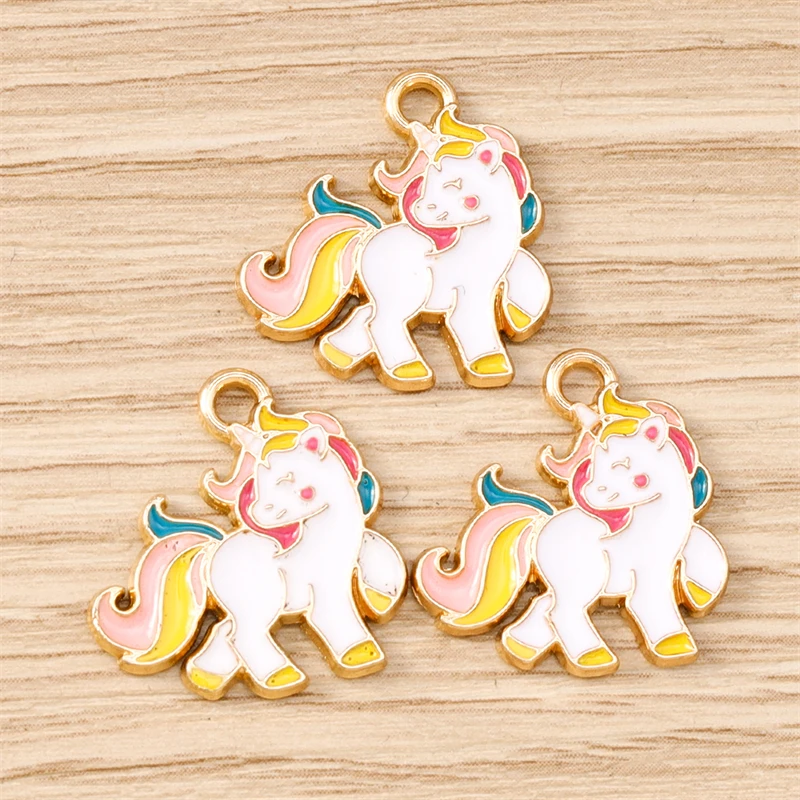 10 Stück Cartoon Tier Charms Emaille Pferd Charms für Schmuckherstellung Ohrringe Anhänger Halsketten Armbänder DIY Bastelzubehör – Detail 13