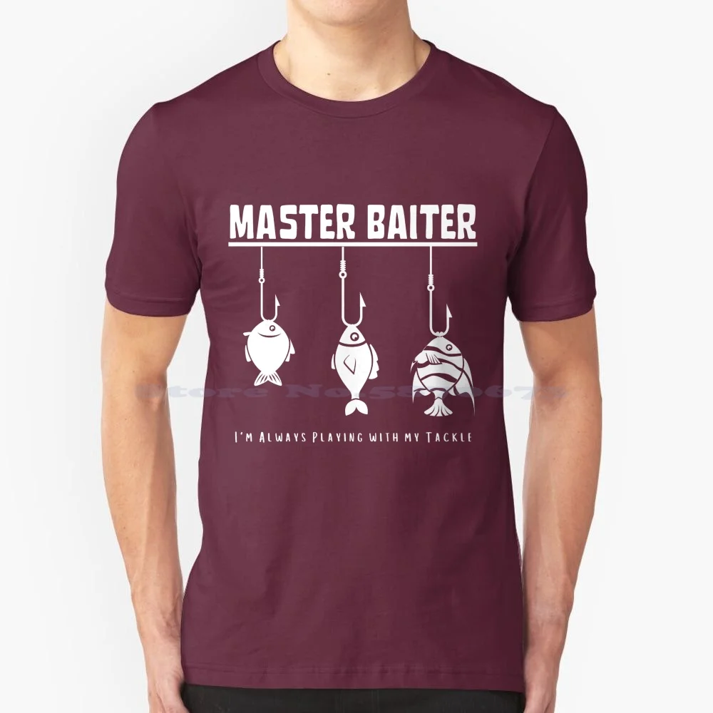 Master Baiter-Funny Fishing Meme Style Tshirt , Mug And Print T Shirt 100% Cotton Tee Fishing Funny Fisherman Fisherwoman