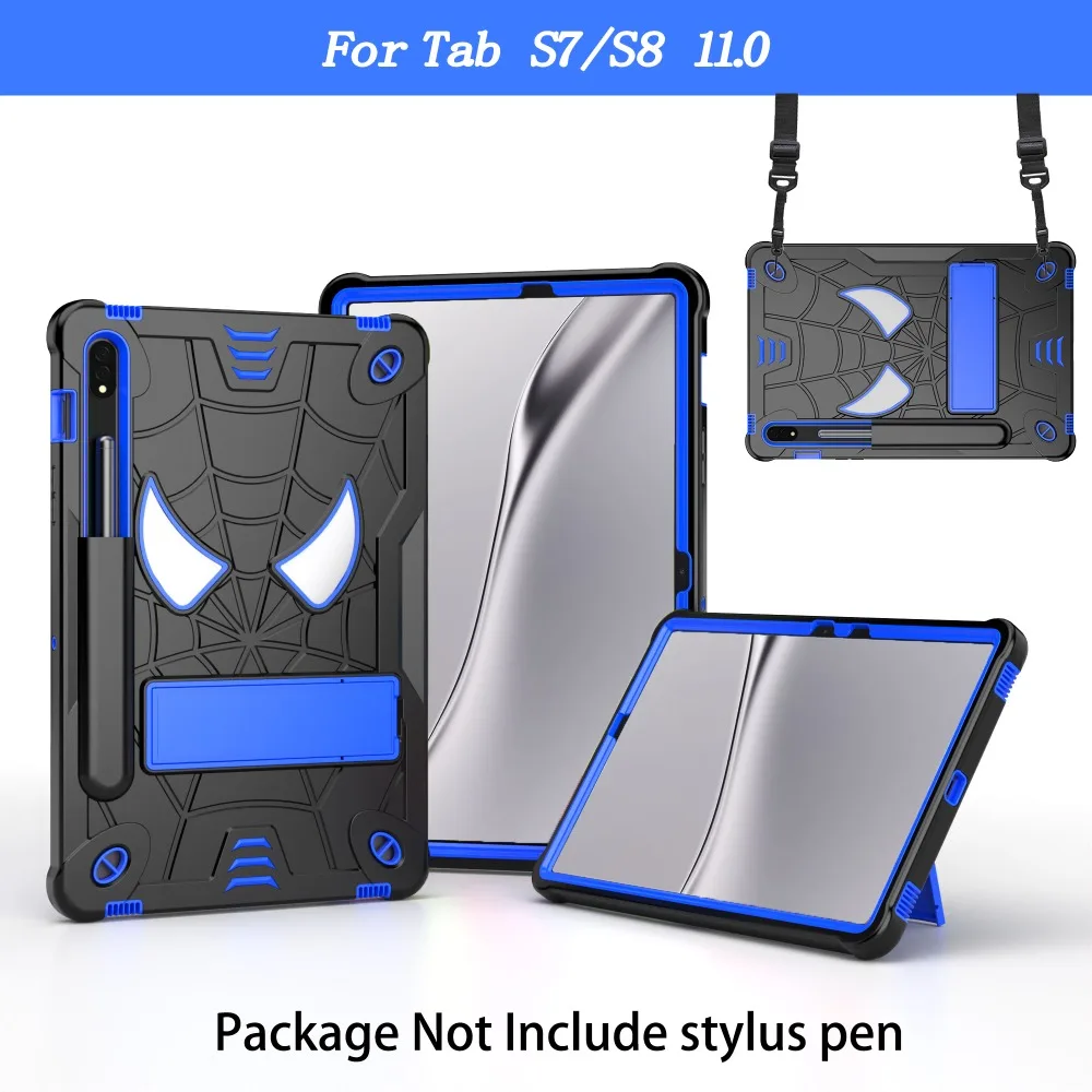 

Tablet case for Samsung Tab S7/S8 11 inch, multi angle built-in bracket, thick edge anti impact, with shoulder strap